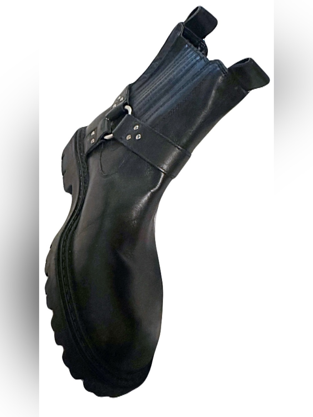 🆕 Zara Black Leather Lug Sole Ankle Boots